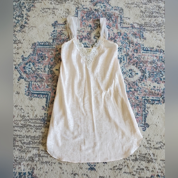 Vintage Y2K 90's Pale Pink 2 Piece Pajama Slip & Robe Set Size M Shabby Chic - Picture 2 of 13